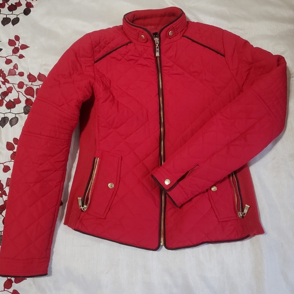 Active USA Jackets & Blazers - Women's Red Quilted Jacket by Active USA Size Small